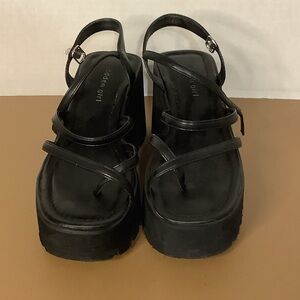 Madden Girl Black Strappy Platform Sandals